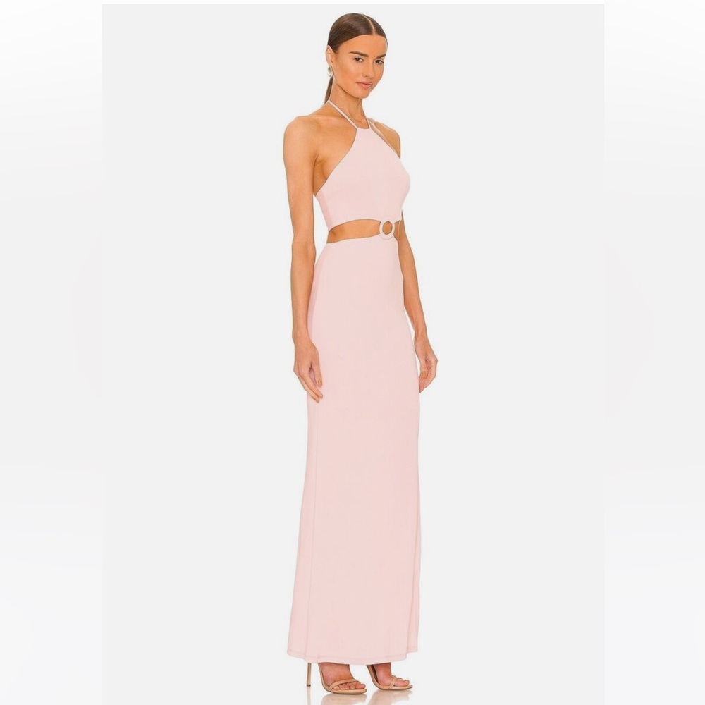 Alice + Olivia Pale Pink Halter Maxi Dress with Cutout Waist